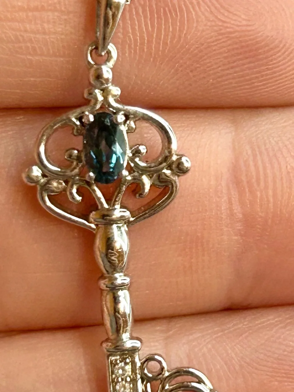 Disney Fine Jewelry Sterling Silver with Blue Topaz Cinderella Necklace